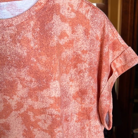 NWT LuLaRoe LEAH DROP SHOULDER CUFF TUNIC Orange Tie Dye Size Large - Picture 3 of 7